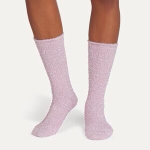 Bombas Soft Pink Sparkling Fuzzy Calf Socks (new)